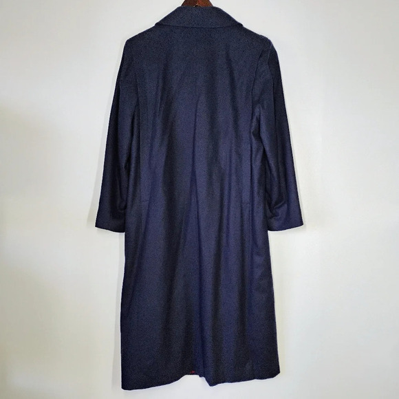 Vintage Forecaster of Boston 5/6 Navy Blue Wool Trench Coat Y2K Academia Size 6 - Picture 4 of 16